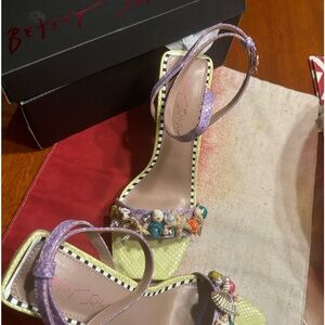 BETSY JOHNSON…Yellow and purple espadrille Heels